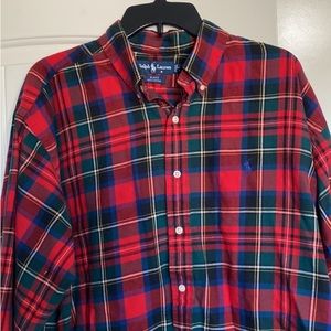 Ralph Lauren Blake Fit Red Plaid Button Down Oxford Shirt Size XL
